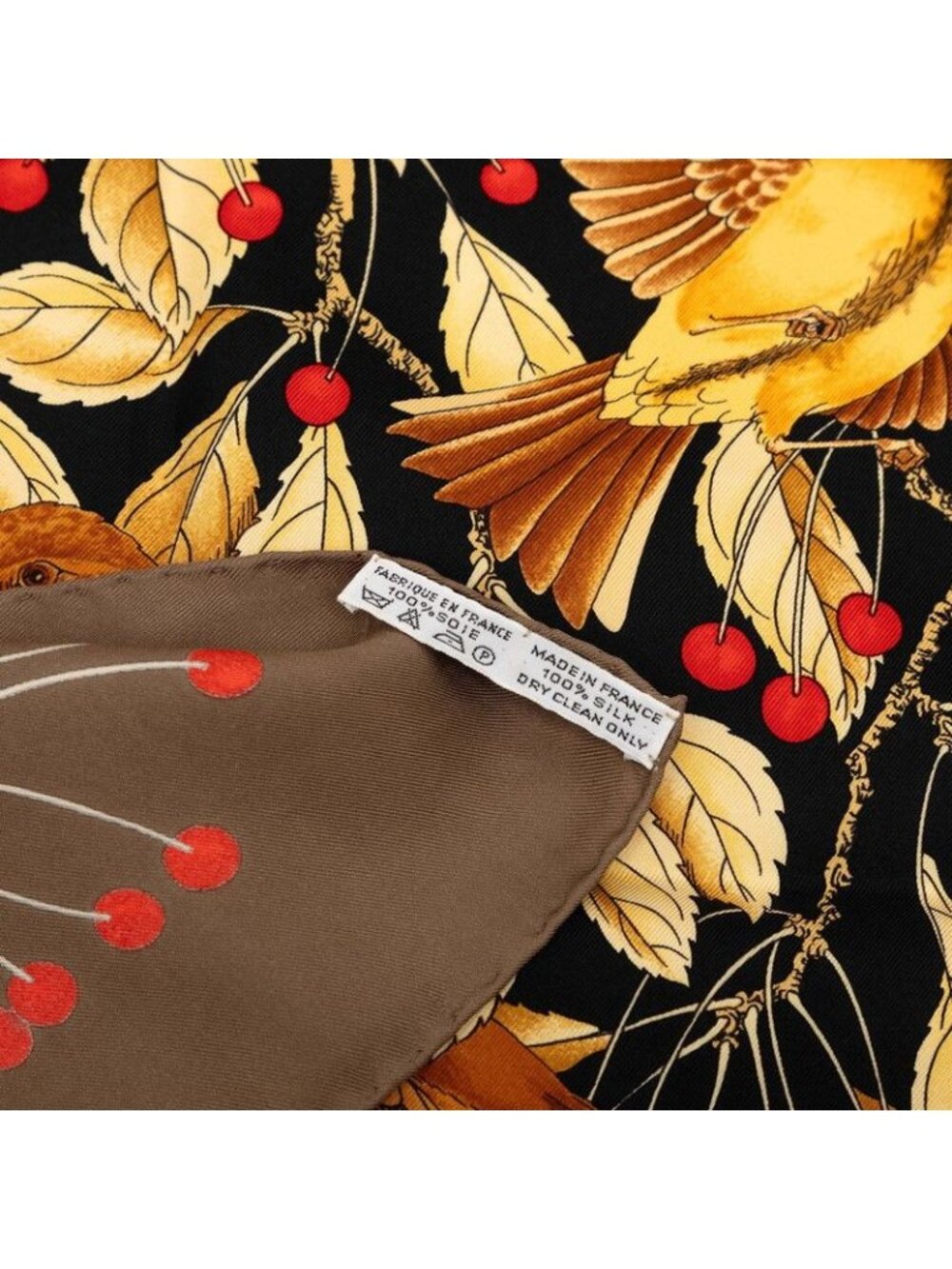 ★SOLD★ Hermes Carre 90 Les Merises Cherry Scarf Large Black Multicolor Silk - Picture 8 of 8